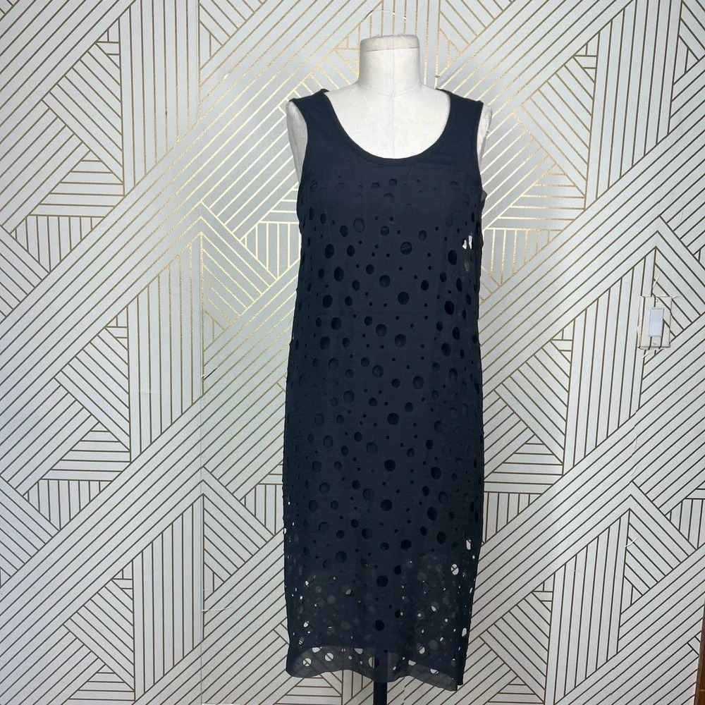 Liviana‎ Conti Black Circle Cutout Sleeveless Tank Dress Size 40 / US 6